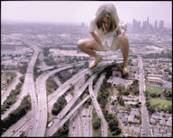 giantess collage city blonde cars pee squat wiping