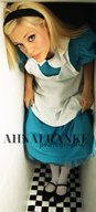 growth giantess collage blonde blue_eyes clothed shoes socks dress alice_in_wonderland hairband