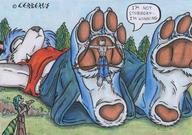 drawing giantess furry color paws shrunken_men cerberus