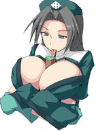 breasts drawing giantess vore giga color large_breasts tongue ochiko_terada cleavage saliva anime eliza between_breasts
