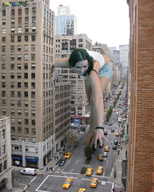 giantess crush collage city black_hair destruction barefoot traffic smiling bending_over reaching people kristina grabbing beregous