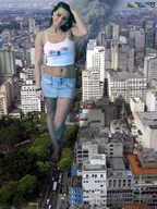 giantess crush collage city black_hair destruction barefoot traffic walking people smoke kristina beregous trees