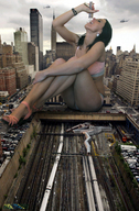 giantess collage feet vore city mega black_hair destruction handheld high_heels helicopter train sitting skyscraper open_mouth falling vehicles kristina beregous train_cars rail_yard mass_vore