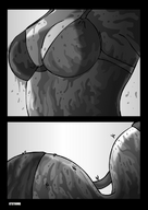 breasts drawing mega comic monochrome swimsuit water body_exploration