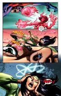 breasts giantess comic black_hair shrinking asian boots shrunken_men shrunken_man nose titans tattoo costume headband atom dialogue dc_comics cinder cheshire ryan_choi