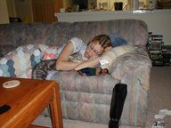 gentle collage sleeping blonde shrunken_man indoors