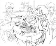 drawing nude monochrome anime shrunken_men uniform