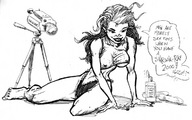 drawing nude monochrome barefoot camera shrunken_man lotion unknown_hand sex_toy