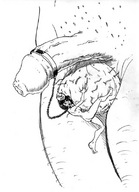 drawing nude monochrome penis slave lineart shrunken_woman chain testicles cock_ring
