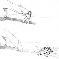 drawing cum penis shrunken_woman unknown_hand huge_penis