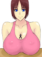 breasts huge_breasts shrunken_men kariumu shrunken_man between_breasts