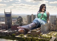 giantess feet city mega destruction jeans brunette voluptuous mk_78 toe_nails