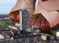 crush collage feet city mega destruction high_heels pink_nails dark_skin smoke