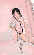 drawing gentle color anime asian nurse running shrunken_man
