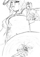 drawing vore comic anime camel touhou lineart shrunken_woman