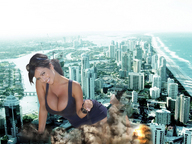 breasts giantess collage city mega large_breasts destruction cleavage denise_milani