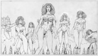 breasts drawing giantess crush panties mega monochrome cleavage bra anime marcos_snowbell muscles giantesses forest
