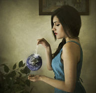 giantess giga black_hair long_hair planet goddess dress unknown_artist indoors conceptual