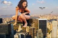giantess crush city barefoot brunette dress airplane nature new_york_city