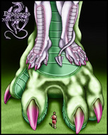 drawing giantess feet dragoness mega color anime multiple_sizes shrunken_men dragonesslife between_toes size_comparison
