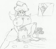 breasts drawing growth giantess nude destruction cleavage princess_peach anime outgrowing_building lineart princess_daisy between_breasts