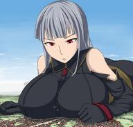 breasts drawing giantess giga color ochiko_terada anime valkyria_chronicles selvaria_bles