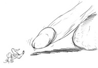 drawing nude monochrome penis shrunken_woman testicles unknown_hand legs_spread