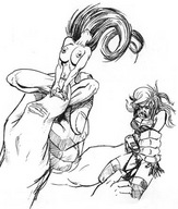 drawing monochrome handheld shrunken_woman unknown_hand