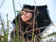 brunette grass outdoors point_of_view umbrella