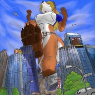breasts drawing giantess crush feet furry wolf city blonde color destruction rampage paws canine bikini_bottom