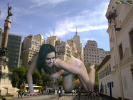 giantess collage city black_hair high_heels underwear smiling scared crawling running people kristina beregous