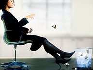 giantess collage black_hair high_heels short_hair shrunken_men sitting legs office nylons cruel thrown secretary
