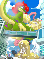 breasts drawing crush feet furry anthro color butt futanari cum destruction penis orgasm lizard foot_crush doral stuck_to_foot