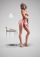 breasts giantess crush nude blonde butt_crush digital_render