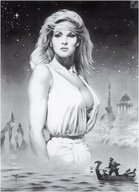 drawing gentle giantess monochrome anime vintage