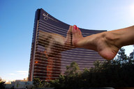 gentle giantess collage feet toes barefoot soles low_angle skyscraper sky pedicure