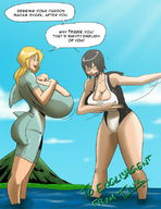 drawing color swimsuit multiple_giantesses anime tlink lake_hylia stacky