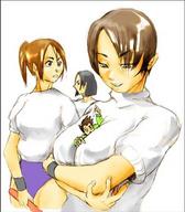 breasts drawing color anime brunette short_hair unknown_artist shrunken_men