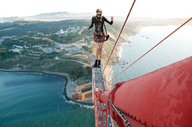 giantess collage bridge clothed skirt water high_heels traffic brunette legs looking_down sunglasses vehicles garcia_accasbel golden_gate_bridge miranda_kerr hipster accasbel
