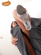 giantess feet upskirt high_heels soles shoes brunette low_angle dress sandals foot_crush dirty_soles point_of_view