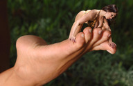 breasts collage feet hand shrunken_woman dirty_soles
