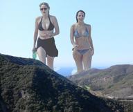 collage mega blonde black_hair swimsuit ocean wonderslug walking sunglasses mountains bikini_top trees