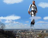 collage city mega black_hair liquidz clothed ponytail celebrity boots clouds sky angelina_jolie lara_croft tomb_raider