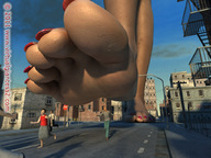 giantess feet city soles scared foot_crush running people red_nails virtual_giantess digital_render