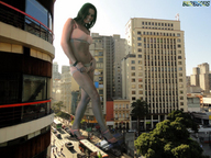 giantess collage city black_hair destruction high_heels smiling foot_crush walking kristina beregous