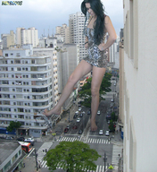 giantess collage city black_hair destruction barefoot traffic foot_crush vehicles kristina beregous