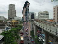 giantess crush collage city black_hair bridge destruction barefoot scared foot_crush running people kristina beregous