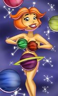 breasts drawing giantess nude giga space color planet cleavage red_hair cartoon milf earrings jane_jetson jetsons stars cosmic_giantess cartoon_network