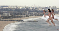 collage nude city blonde black_hair beach water ocean running jr waves giantesses