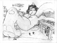 breasts drawing female giantess crush pussy feet furry tail city butt destruction anal lying_down cat_girl vehicles
